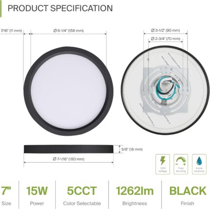 Black Flush Mount Ceiling Light - Image 2