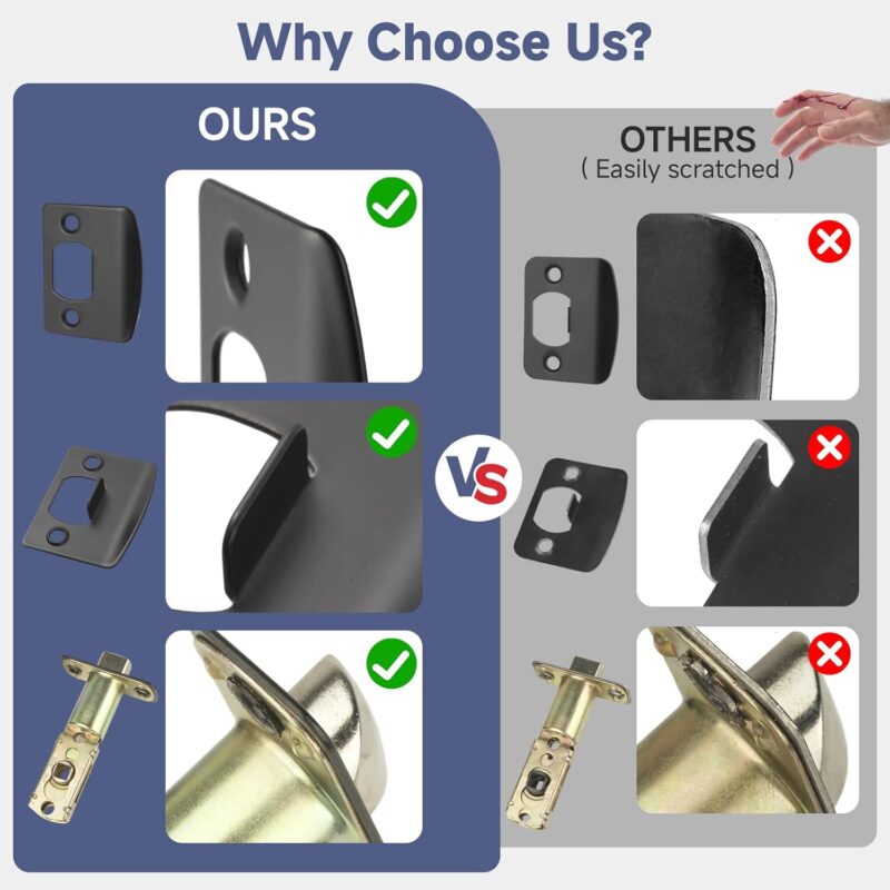 Matte Black Square Privacy Door Levers - Hình 2