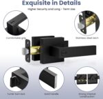Matte Black Square Privacy Door Levers - Hình 4