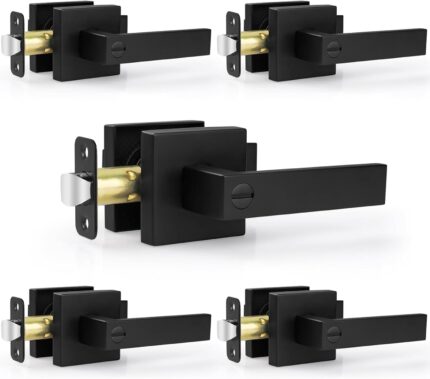 Matte Black Square Privacy Door Levers